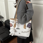 Women's Tote Bag with imaginative space travel motif-https://detail.1688.com/offer/1005232288918.html-Calm Wears-White-Size: no pendants-Calm Wears
