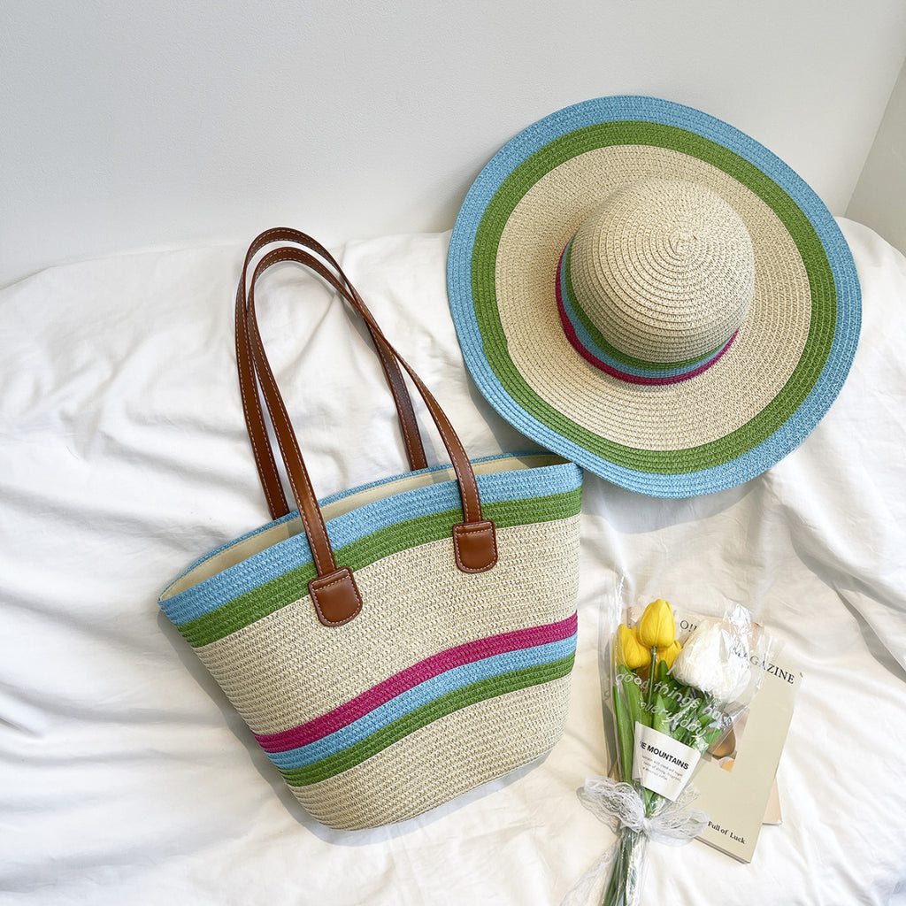 WoColorful Straw Beach Tote Bag
