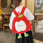Plush Apple Backpack with Animal Charm