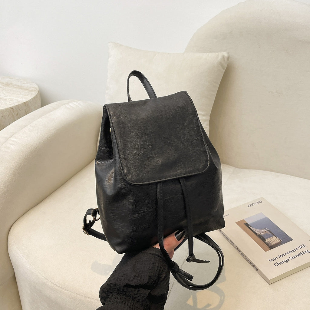 Cute Cat-Themed Faux Leather Backpack