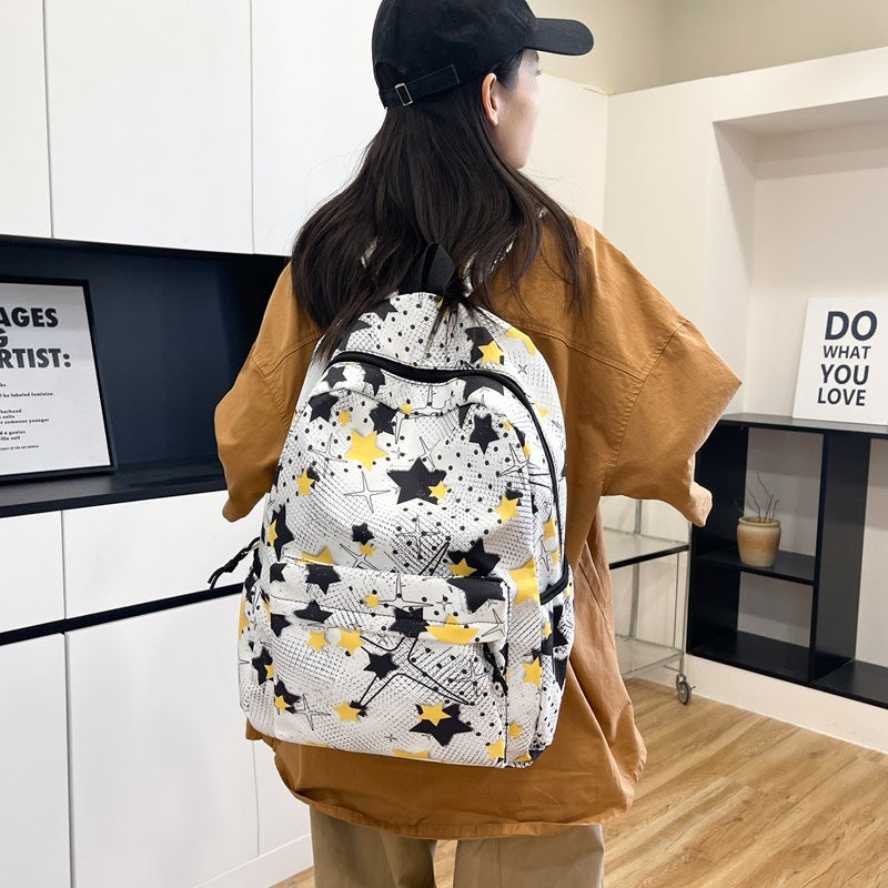 Star-Patterned School Backpack