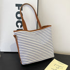 WoStriped Canvas Beach Tote Bag