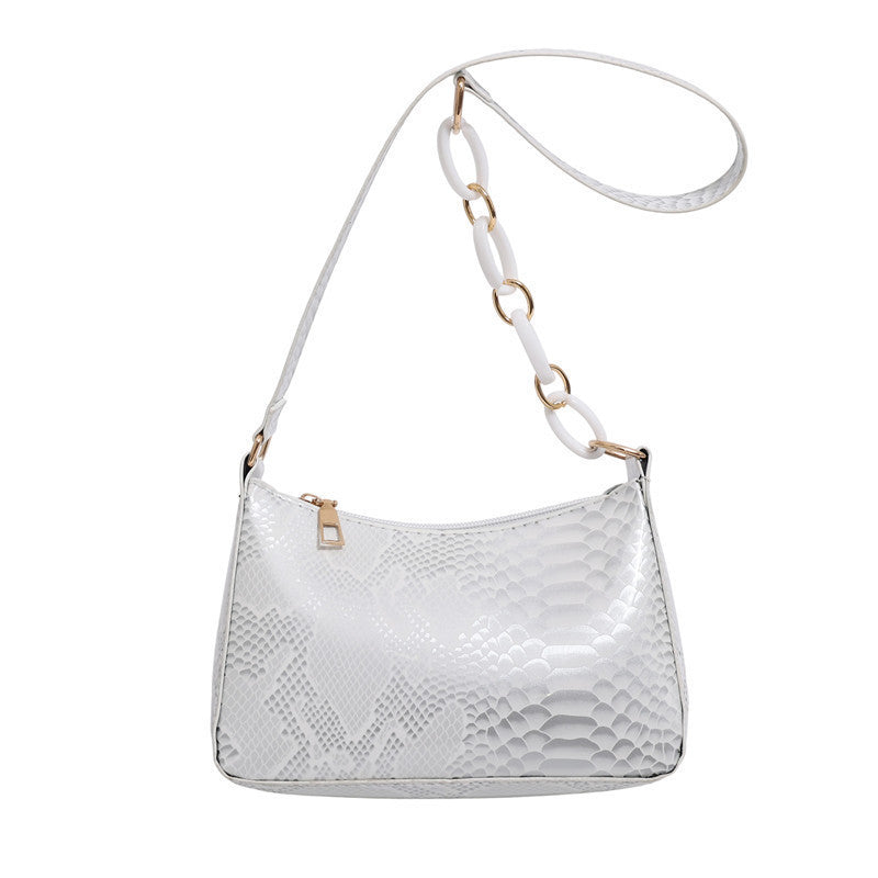 Stylish Textured Snakeskin Effect Handbag
