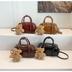 Women's Mini Handbag with Charming Bear Pendant