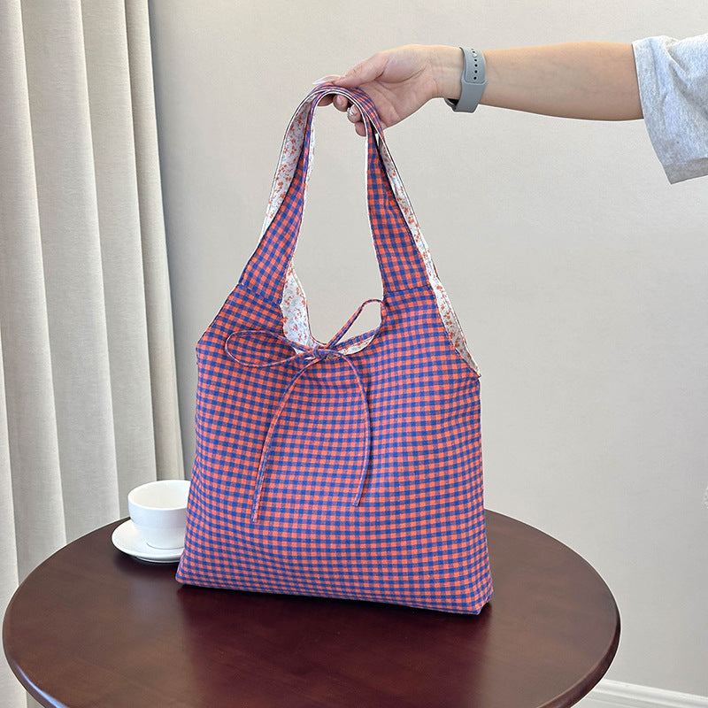 Stylish Checkered Shopping Tote Bag