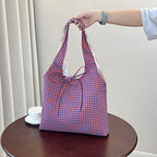 Stylish Checkered Shopping Tote Bag