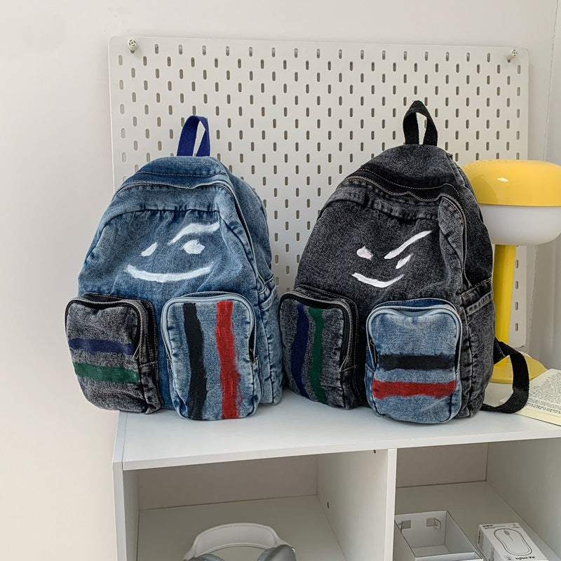 Artistic Denim Backpack Calm Wears