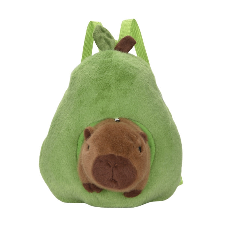 Plush Animal Backpack with Avocado Design