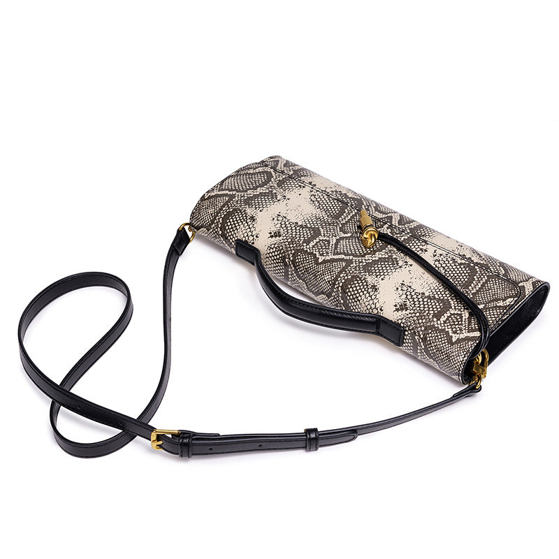 Embossed Snake Print Evening Clutch