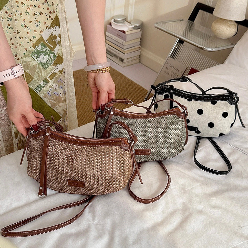 Women's shoulder bag with elegant woven design and removable shoulder strap-https://detail.1688.com/offer/1060210758571.html-Calm Wears-Green-nothing-Calm Wears