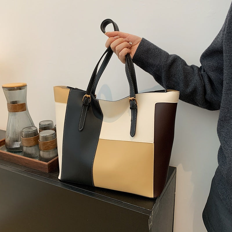 Stylish Color Block Tote Bag