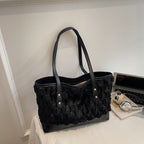 Women's tote bag made of high-quality synthetic leather with textured surface-https://detail.1688.com/offer/1027891272348.html-Calm Wears-Black-nothing-Calm Wears
