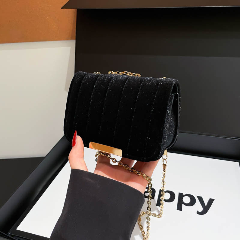 Elegant Quilted Velvet Crossbody Bag