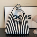 Ladies Jute Tote Bag with stylized stripe pattern-https://detail.1688.com/offer/874252926583.html-Calm Wears-Black-nothing-Calm Wears