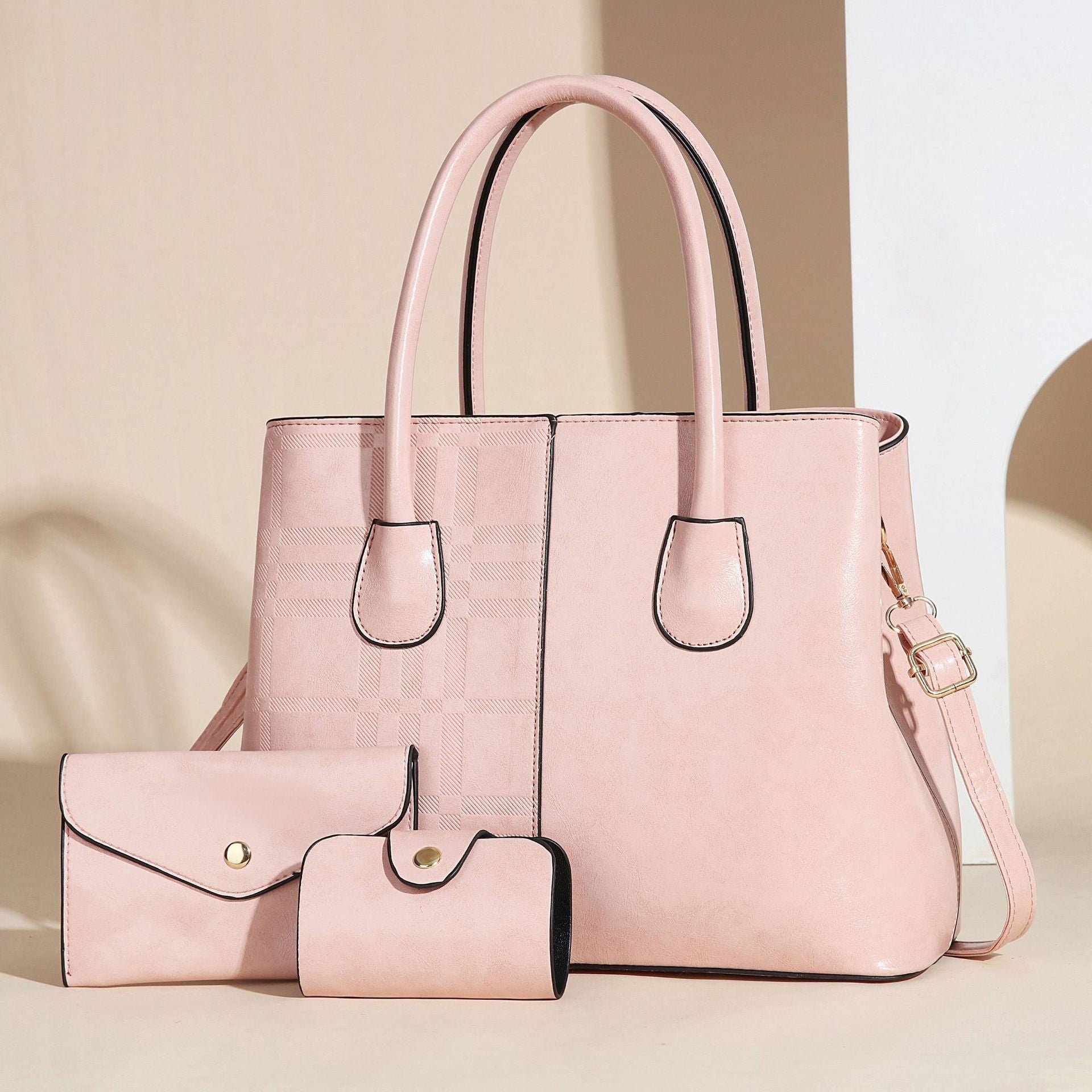 Ladies elegant tote handbag with detachable clutch and additional wallet-https://detail.1688.com/offer/1037958654494.html-Calm Wears-Rosa-3312525-Calm Wears