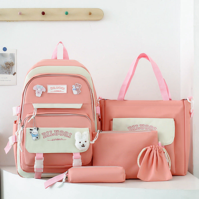 Multi-Purpose School Backpack and Tote Bag Set-https://detail.1688.com/offer/1006041000594.html-Calm Wears-Pink-Calm Wears