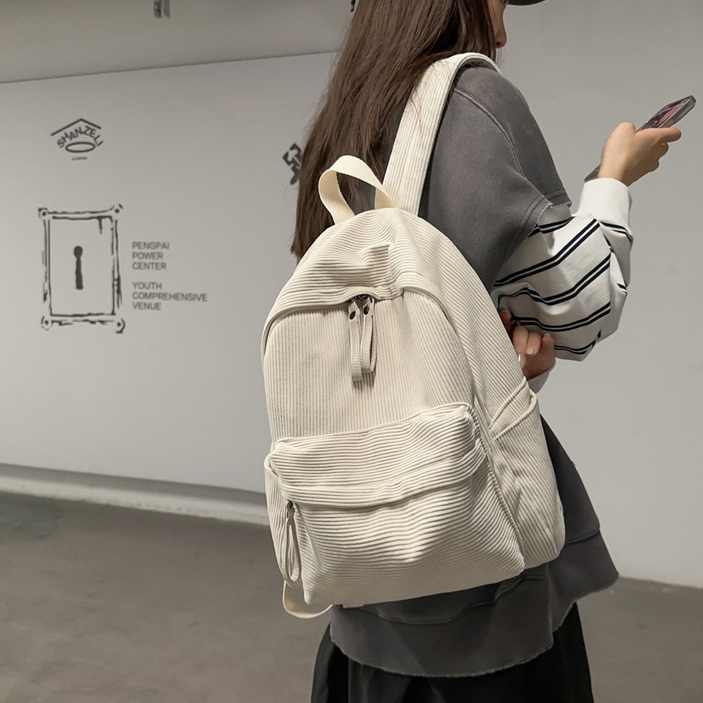 Textured Fabric Casual Backpack
