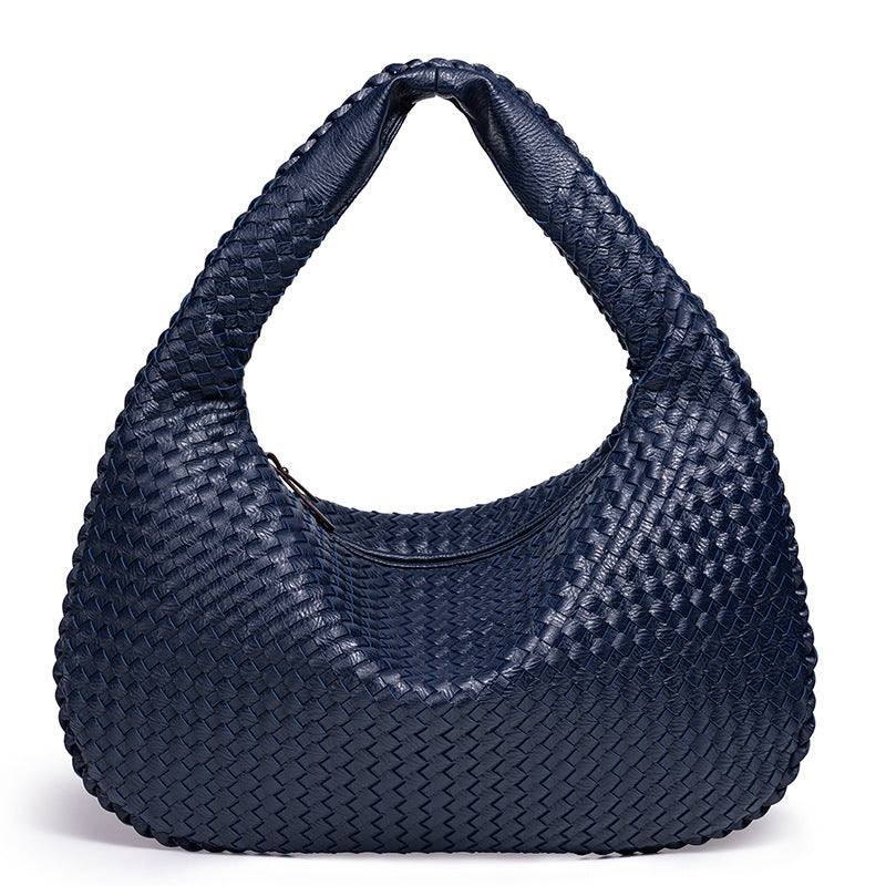 Handcrafted Woven Leather Hobo Bag