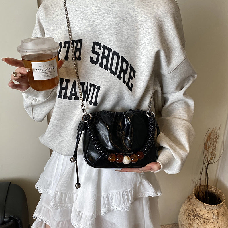Ladies mini shoulder bag with decorative chain strap and trendy charm-https://detail.1688.com/offer/1026168776931.html-Calm Wears-Black-nothing-Calm Wears