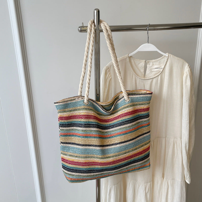 Spacious Striped Beach Tote Calm Wears