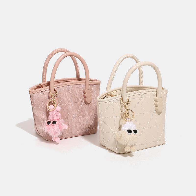 Women's Mini Handbag with Playful Chain Pendant
