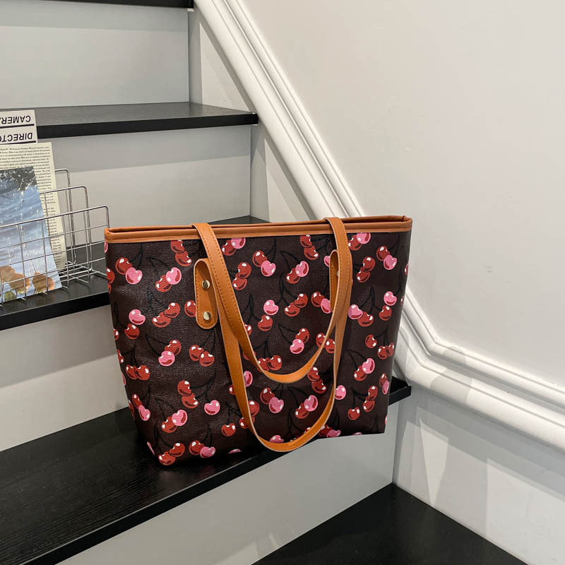 Women Tote Bag with fruity cherry motif-https://detail.1688.com/offer/1044003895506.html-Calm Wears-Coffee-nothing-Calm Wears