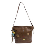 Shoulder bag with charming applications