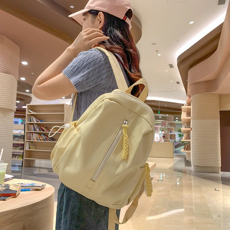 Backpack with Cute Plush Keychain and Practical Storage