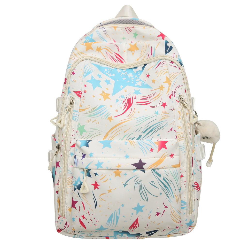 Backpack with Colorful Star Pattern and Innovative Storage Options