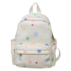 Star-Print Multi-Pocket Backpack