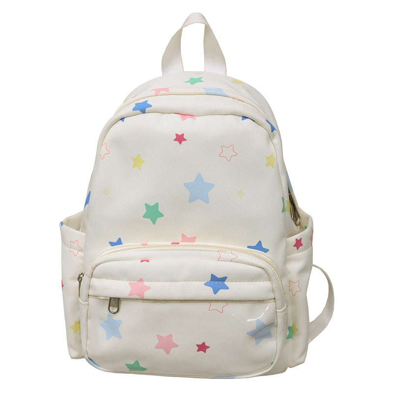 Star-Print Multi-Pocket Backpack