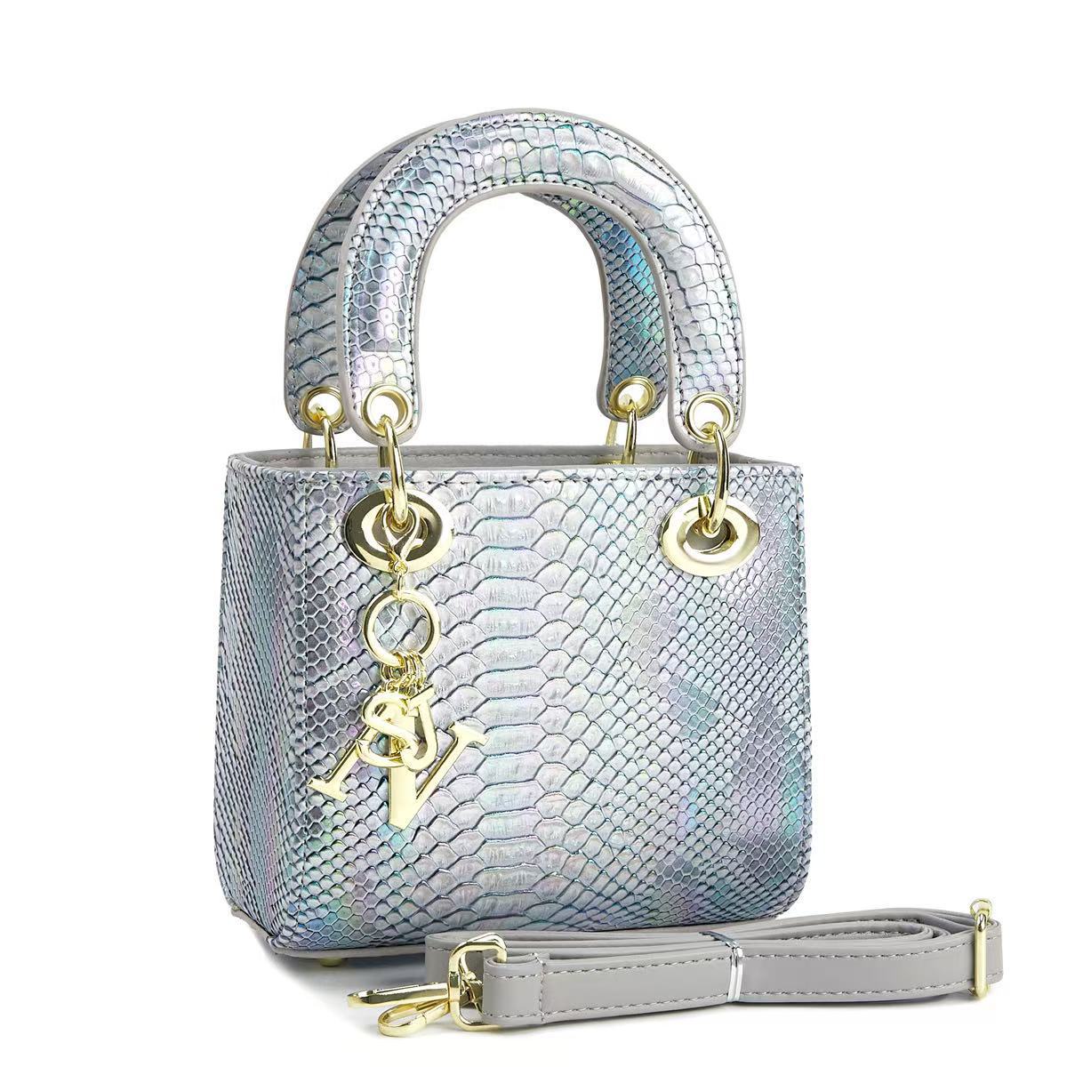 Ladies elegant mini handbag in modern snakeskin look with removable shoulder strap-https://detail.1688.com/offer/1041274952074.html-Calm Wears-Silver-18-Calm Wears