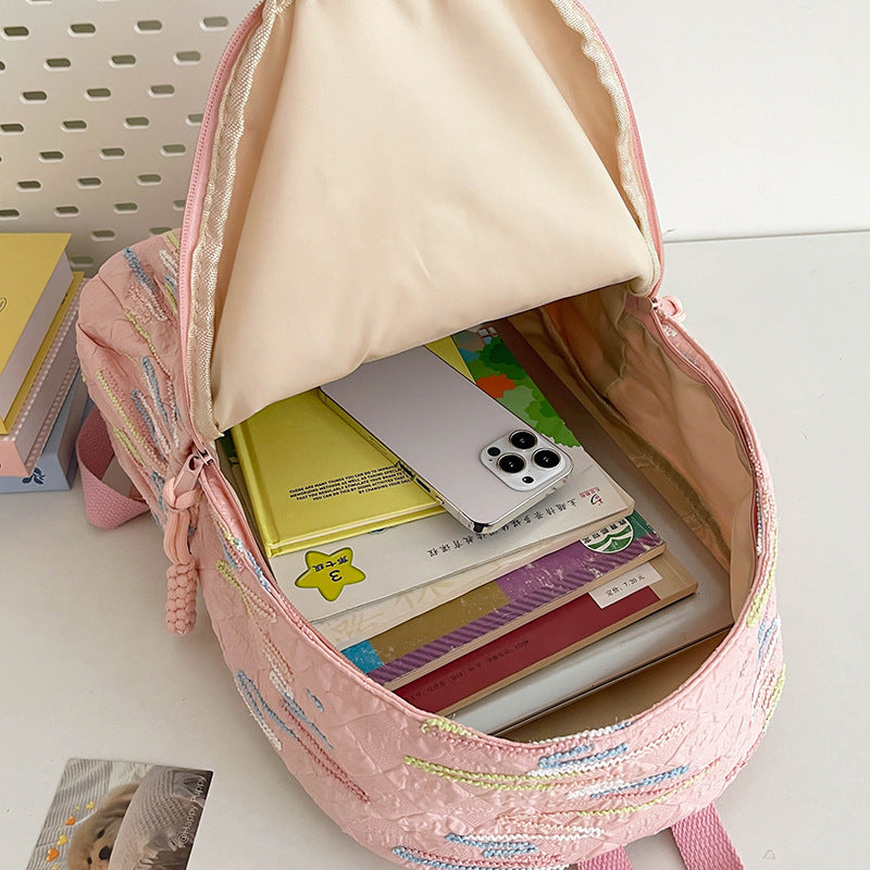 Patterned Backpack with Additional Compartments