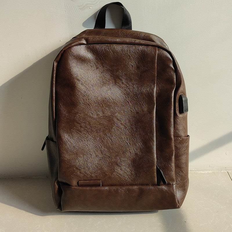 Eco-Friendly Textured Leather Laptop Backpack