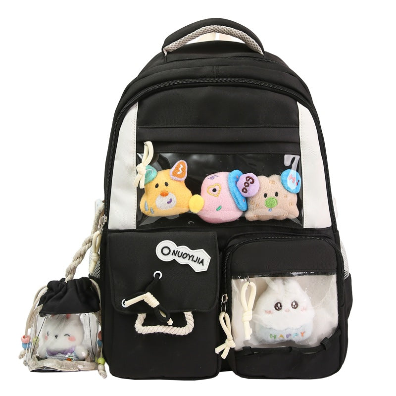 Cute Animal-Themed Multi-Pocket School Backpack-https://detail.1688.com/offer/942112880487.html-Calm Wears-Black-Calm Wears