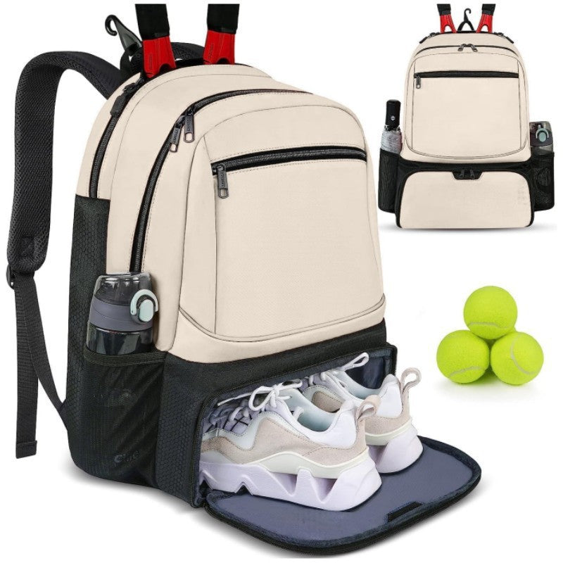 Sporty backpack with shoe compartment and water-repellent pockets-https://detail.1688.com/offer/963539769301.html-Calm Wears-Beige-13*9*18 inch-Calm Wears