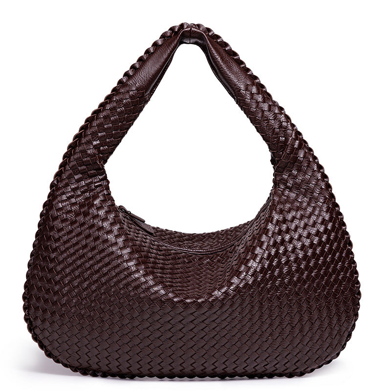 Handcrafted Woven Leather Hobo Bag