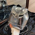 Chic Chain-accented Bucket Handbag