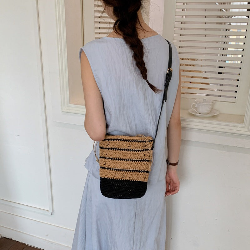 Ladies crocheted shoulder bag with fashionable drawstring-https://detail.1688.com/offer/1046006069849.html-Calm Wears-Beige-nothing-Calm Wears