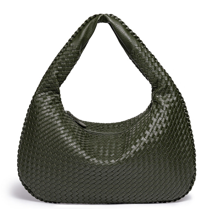 Handcrafted Woven Leather Hobo Bag