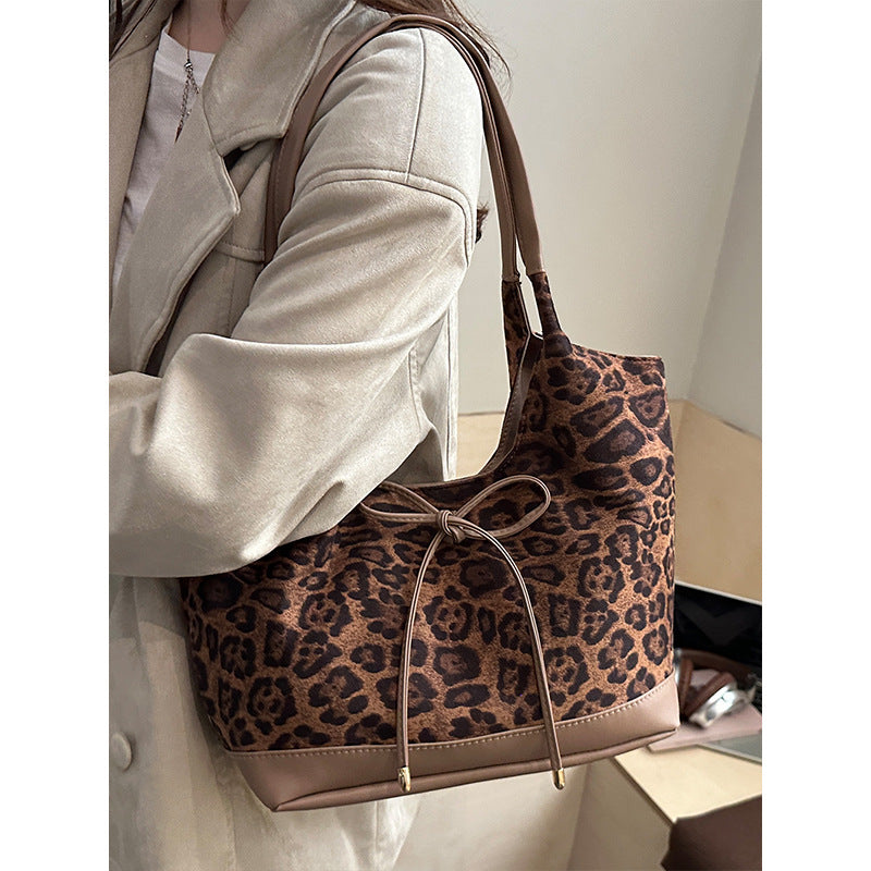 Women's tote bag with stylish leopard pattern and adjustable drawstring-https://detail.1688.com/offer/993474296938.html-Calm Wears-Khaki-nothing-Calm Wears