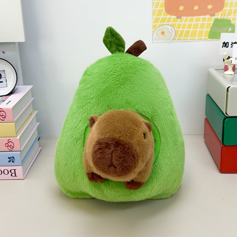 Plush Animal Backpack with Avocado Design
