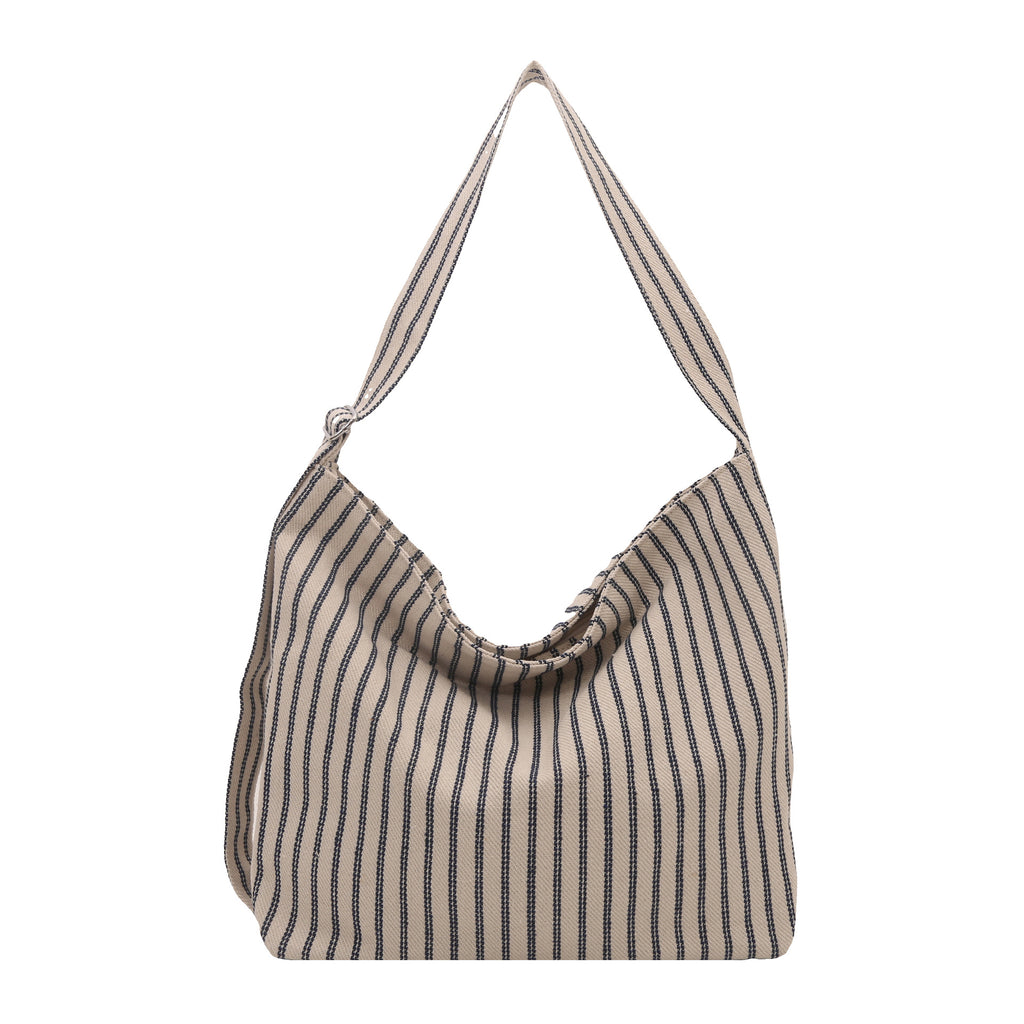 Casual Striped Canvas Tote Bag