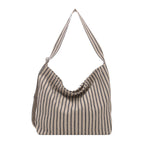 Casual Striped Canvas Tote Bag