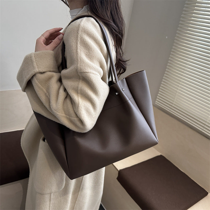 Women's tote bag with elegant minimalist structure and sturdy carrying handles-https://detail.1688.com/offer/1027680059148.html-Calm Wears-Black-nothing-Calm Wears