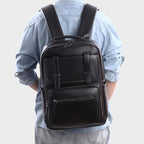 Stylish Multi-Compartment Leather Backpack Calm Wears