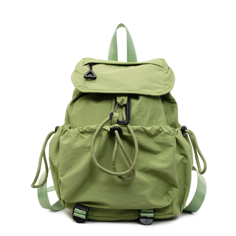 Leisure backpack with elastic drawstring and practical side pockets