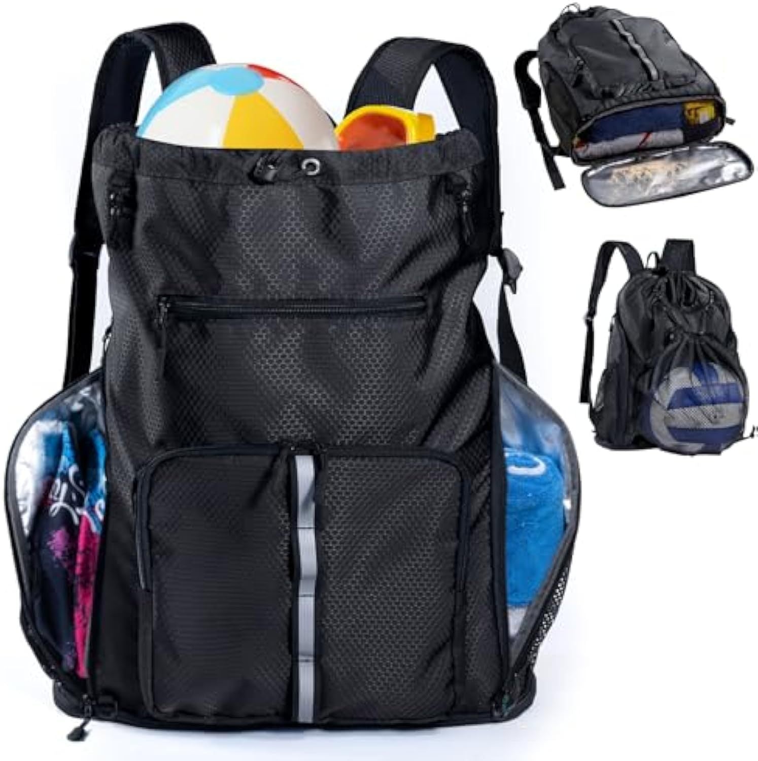 Multifunctional leisure backpack with special compartments for towels and sports accessories-https://detail.1688.com/offer/969324917727.html-Calm Wears-Black-6*17*20 inch-Calm Wears