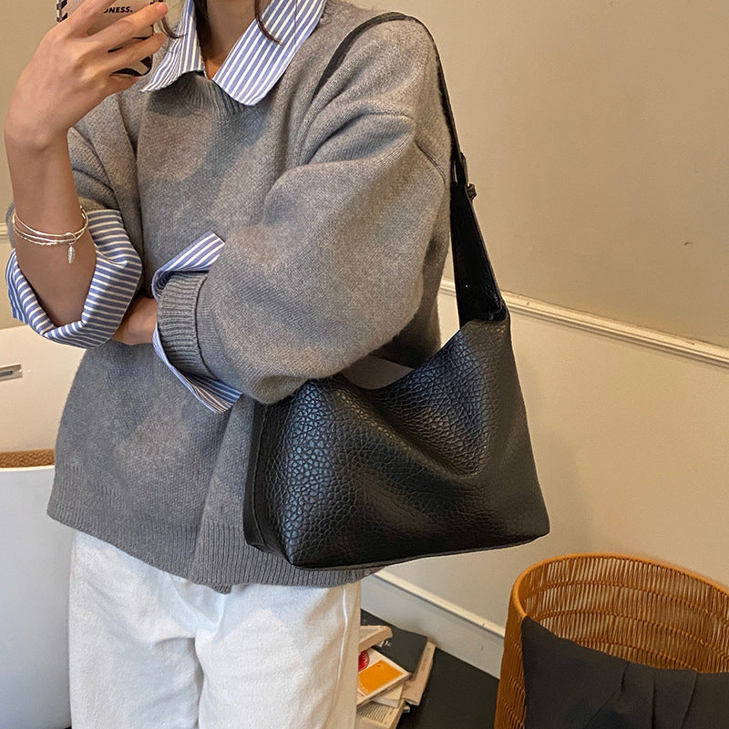 Women stylish shoulder bag with textured design-https://detail.1688.com/offer/994120254167.html-Calm Wears-Black-nothing-Calm Wears
