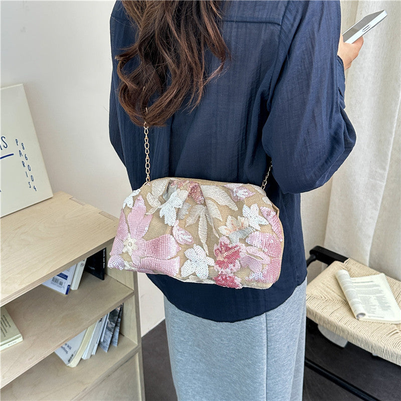 WoElegant Floral Sequin Clutch Bag